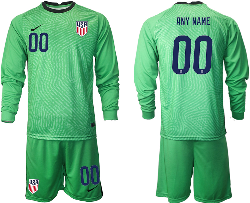 Men 2020-2021 Season National team United States goalkeeper Long sleeve green customized Soccer Jersey